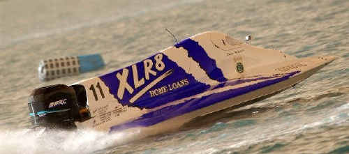 Craig Truslove’s Formula One powerboat in action last year. Craig Truslove’s Formula One powerboat in action last year.